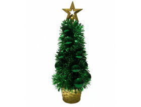 Mini Table Top Christmas Tree – 27 cm (Tinsel & Bauble Decor) - 1