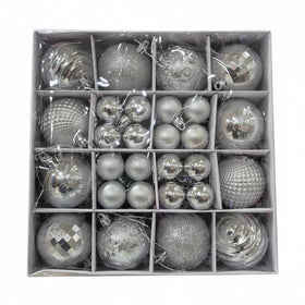 Silver Christmas Ornament Collection - Assorted Styles and Textures - 1