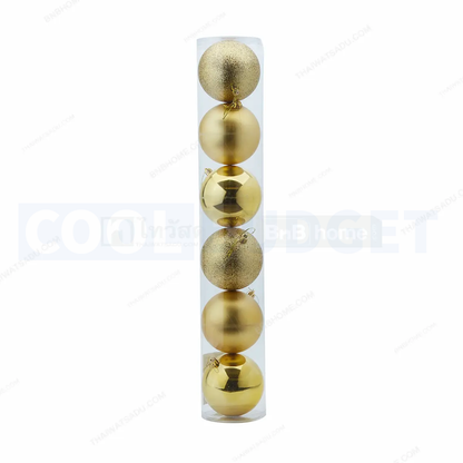 6 Pcs Gold Color Christmas Baubles – Shatterproof Dark Grey Tree Decorations (6.5 cm)