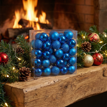Blue Christmas Ball Ornament Set - Multi-Finish Collection