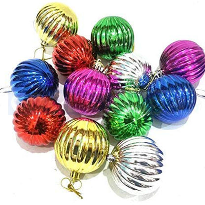6 Pcs Christmas Decoration Hanging – Ornate Baubles Assorted Colours (9 cm)
