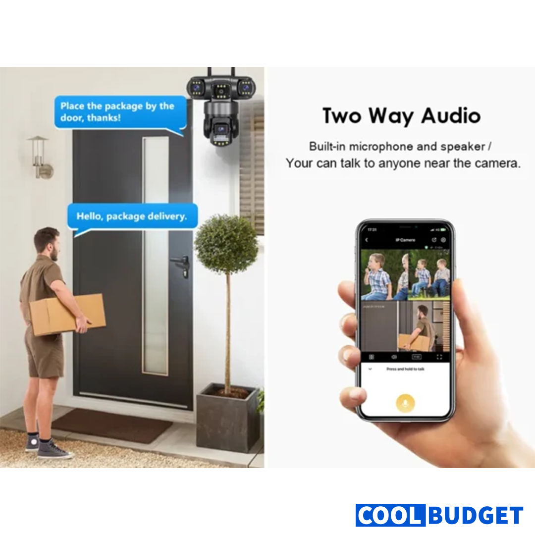 Wifi Triple Lens 6Mp CCTV Camera with Two Way Audio, Night Vision Color (code:1028B)