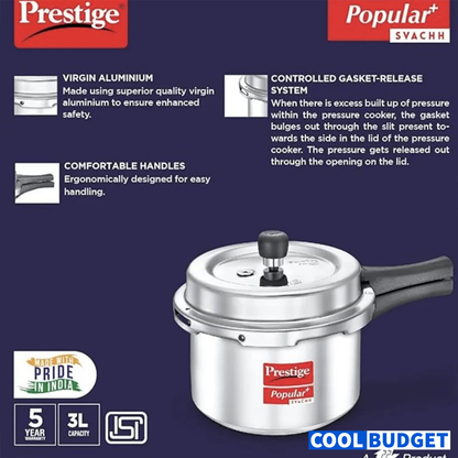 Prestige Svach 3L Aluminium Pressure Cooker – No Spill