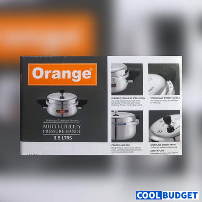 Orange Triply Pressure Cooker – 3.5 Litres
