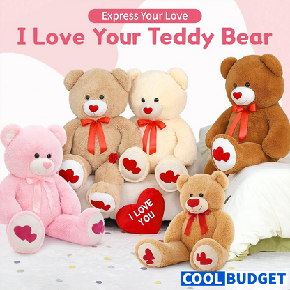 MaoGoLan Giant Pink Teddy Bear Plush 47",Big Bear Stuffed Animal with Heart Footprints and Heart Nose,4ft Large Valentines Teddy Bear for Girlfriend,Wife,Lover-Anniversary, Birthday,Long Distance