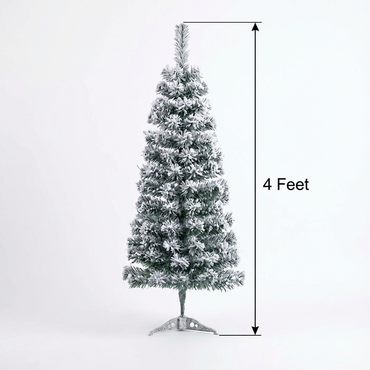 4 Ft Green Artificial Christmas Tree, Snow Flocked Xmas Tree