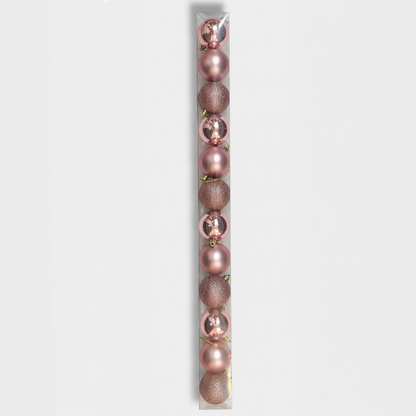 Rose Gold Christmas Ornament Set – 12-Piece Shatterproof Baubles
