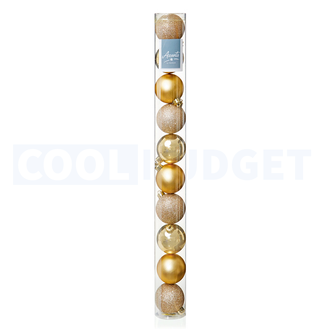 10 Pcs Gold Color Christmas Baubles – Shatterproof Dark Grey Tree Decorations (5.5 cm)