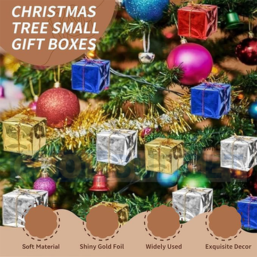 12 Pcs Assorted Color Mini Candy Boxes – Christmas Tree Hanging Decorations (3.5 cm) - 1