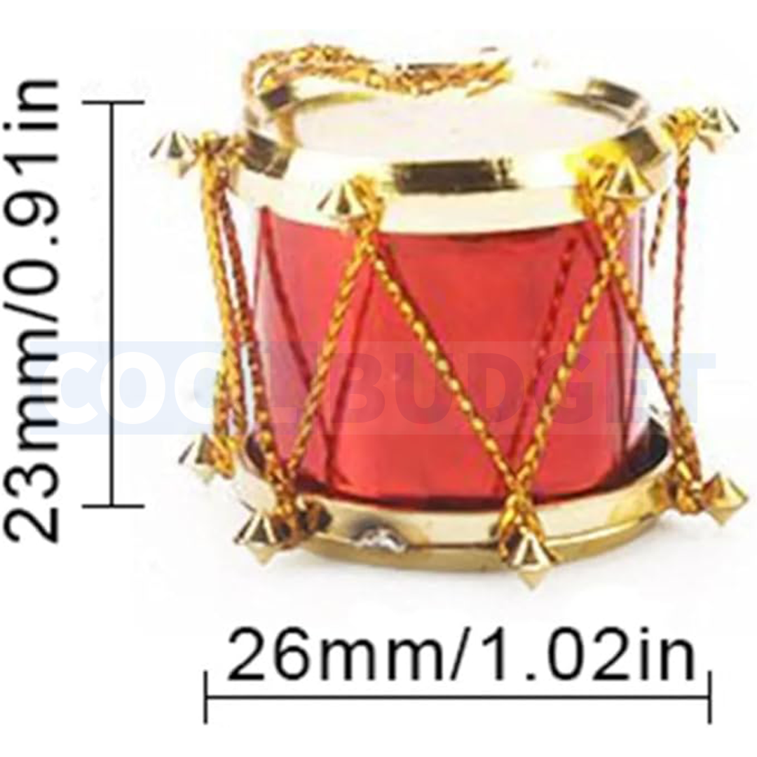 12 Pcs Christmas Mini Drums – Hanging Xmas Tree Decorations (Small) - 3