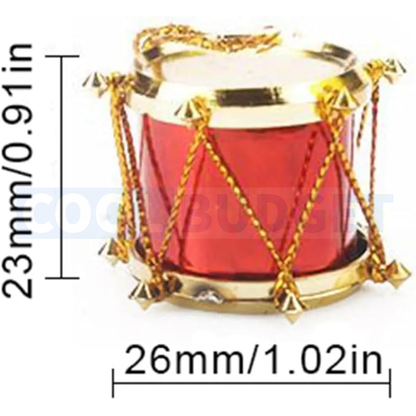 12 Pcs Christmas Mini Drums – Hanging Xmas Tree Decorations (Small) - 3
