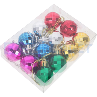 12 Pcs Decorative Multicolor Christmas Balls – Tree Hanging Ornaments Xmas Decor (3 cm) - 1