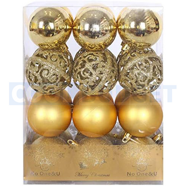 12 Pcs Gold Balls Tree Pendants – Shatterproof Christmas Tree Ornaments - 1