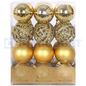 12 Pcs Gold Balls Tree Pendants – Shatterproof Christmas Tree Ornaments - 1