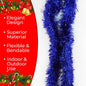 Vibrant Blue Tinsel Garland for Christmas Decor – 1 pcs