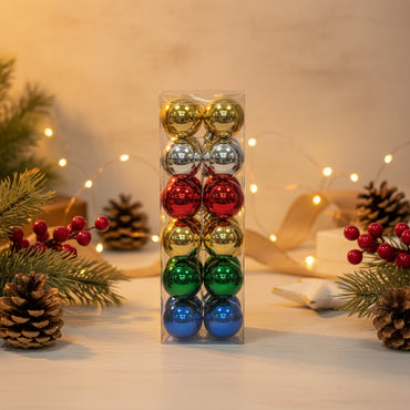 Multicolor Metallic Christmas Ornament Set - Shatterproof Ball Ornaments in Gold, Silver, Red, Green & Blue