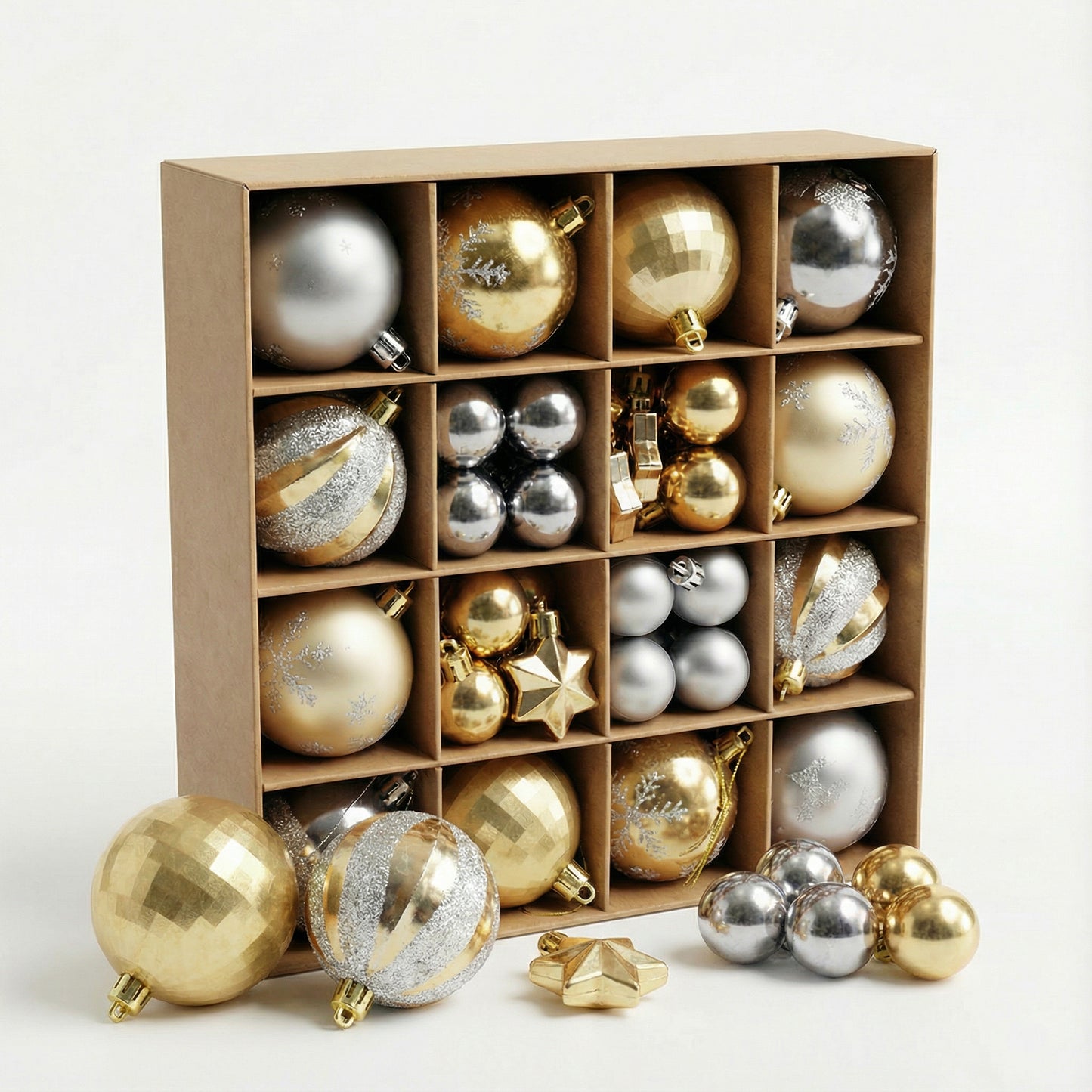 Elegant Gold & Silver Christmas Ornament Collection