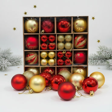 Classic Red & Gold Christmas Ornament Collection - Premium Shatterproof Holiday Ball Ornaments