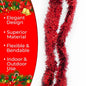 Vibrant Red Tinsel Garland for Christmas Decor – 1 pcs