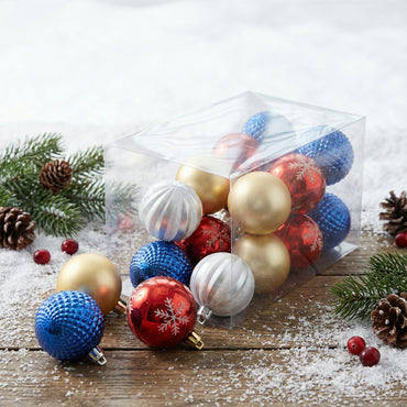 Premium Multi-Color Christmas Ornament Set - White, Gold, Red & Blue Collection
