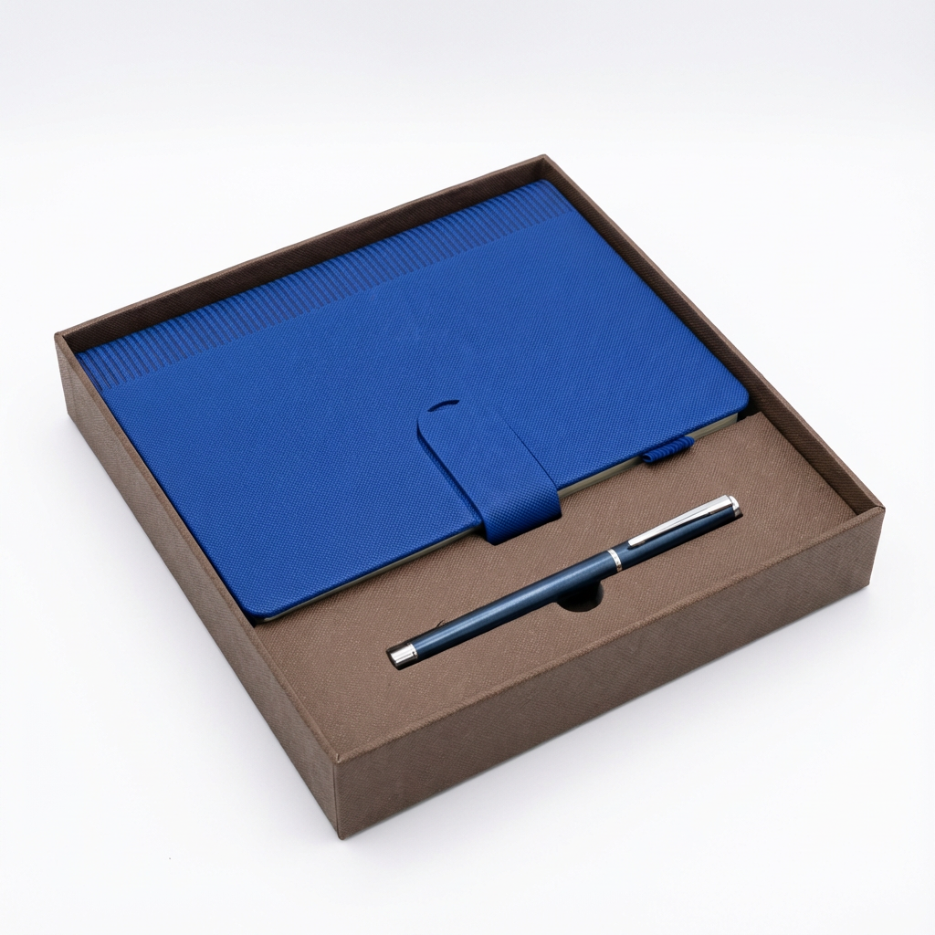 Professional Blue Textured Notebook Pen Gift Set – Cool Budget