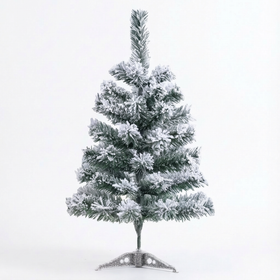 2 Ft Green Artificial Christmas Tree, Snow Flocked Xmas Tree - 1
