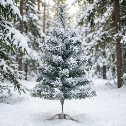 2 Ft Green Artificial Christmas Tree, Snow Flocked Xmas Tree - 4
