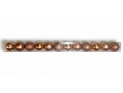 Copper Bronze Christmas Ornament Set – 12-Piece Shatterproof Baubles