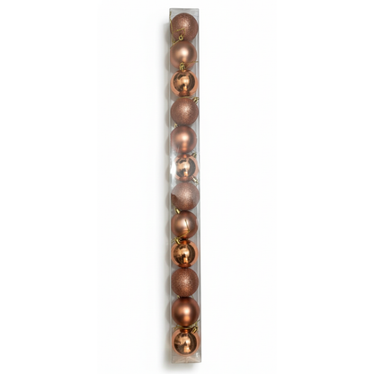 Copper Bronze Christmas Ornament Set – 12-Piece Shatterproof Baubles