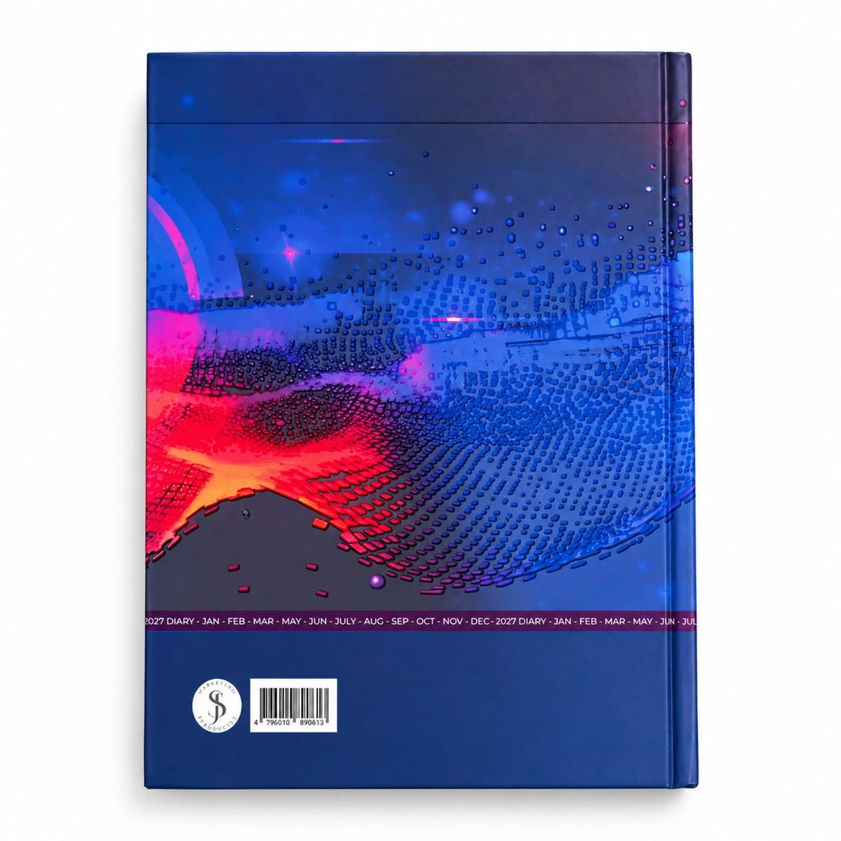 2027 Executive Hardcover Daily Diary - Abstract Neon Vortex Edition Back Cover with Barcode