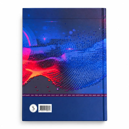 2027 Executive Hardcover Daily Diary - Abstract Neon Vortex Edition Back Cover with Barcode