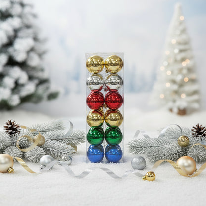 Multicolor Metallic Christmas Ornament Set - Shatterproof Ball Ornaments in Gold, Silver, Red, Green & Blue