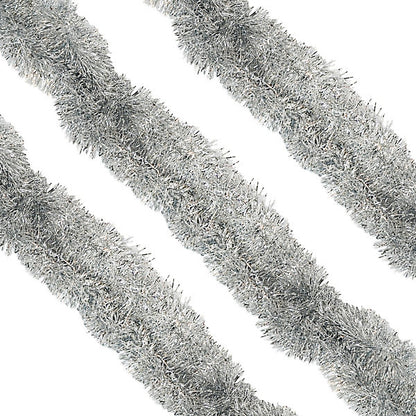Vibrant Silver Tinsel Garland for Christmas Decor – 1 pcs