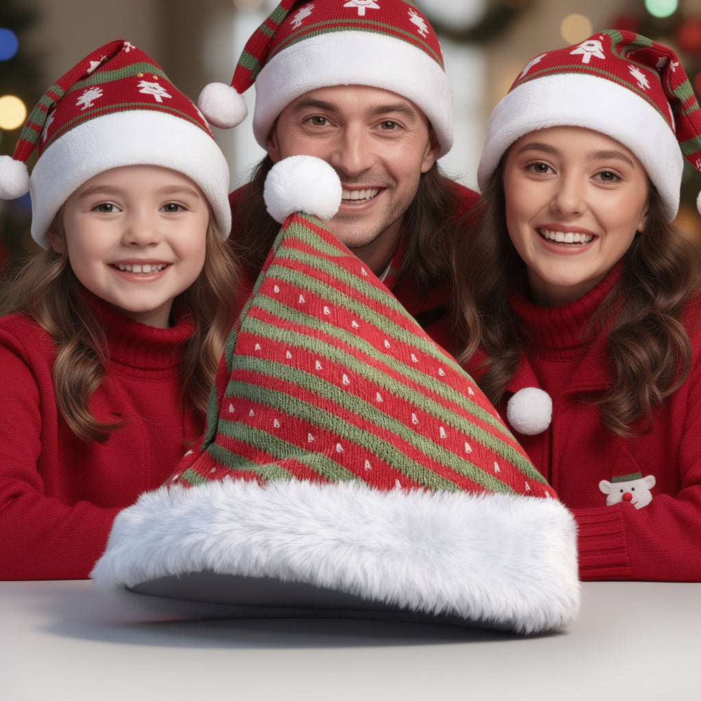 Red & Green Christmas Santa Hat Knitted Santa Hat