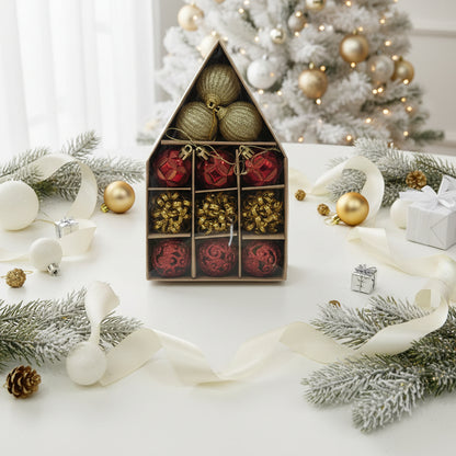 Red & Gold Christmas Hanging Ornaments -Decorative Baubles