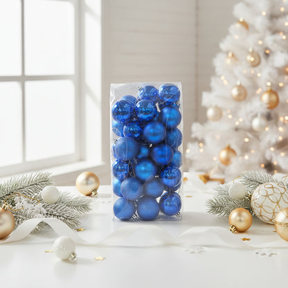 Vibrant Blue Christmas Ornament Set - Premium Shatterproof Holiday Ball Ornaments