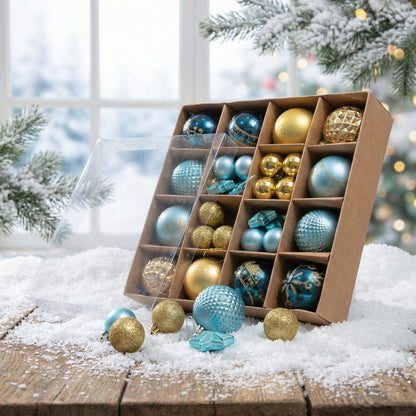 Luxe Teal & Gold Christmas Ornament Collection