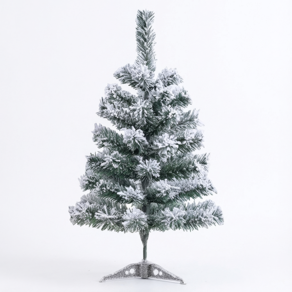 3 Ft Green Artificial Christmas Tree, Snow Flocked Xmas Tree - 1