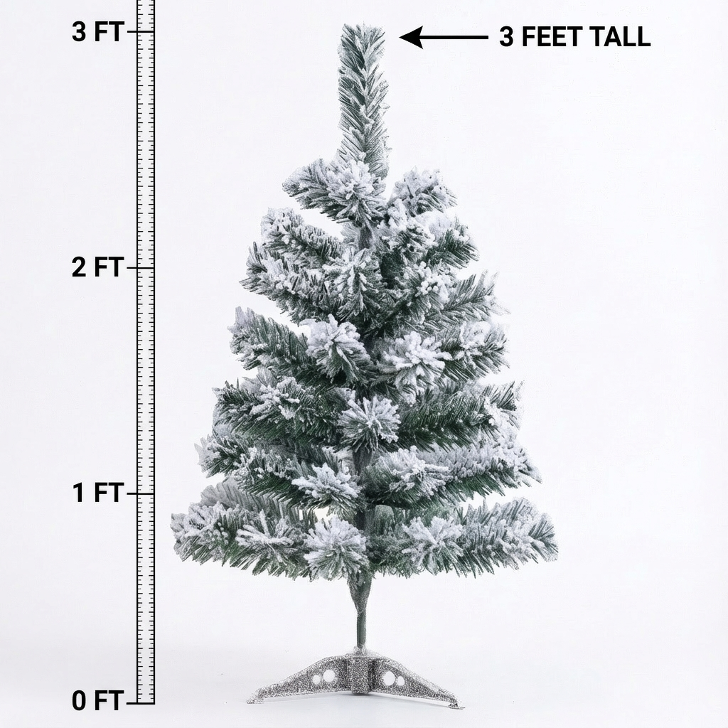 3 Ft Green Artificial Christmas Tree, Snow Flocked Xmas Tree - 2