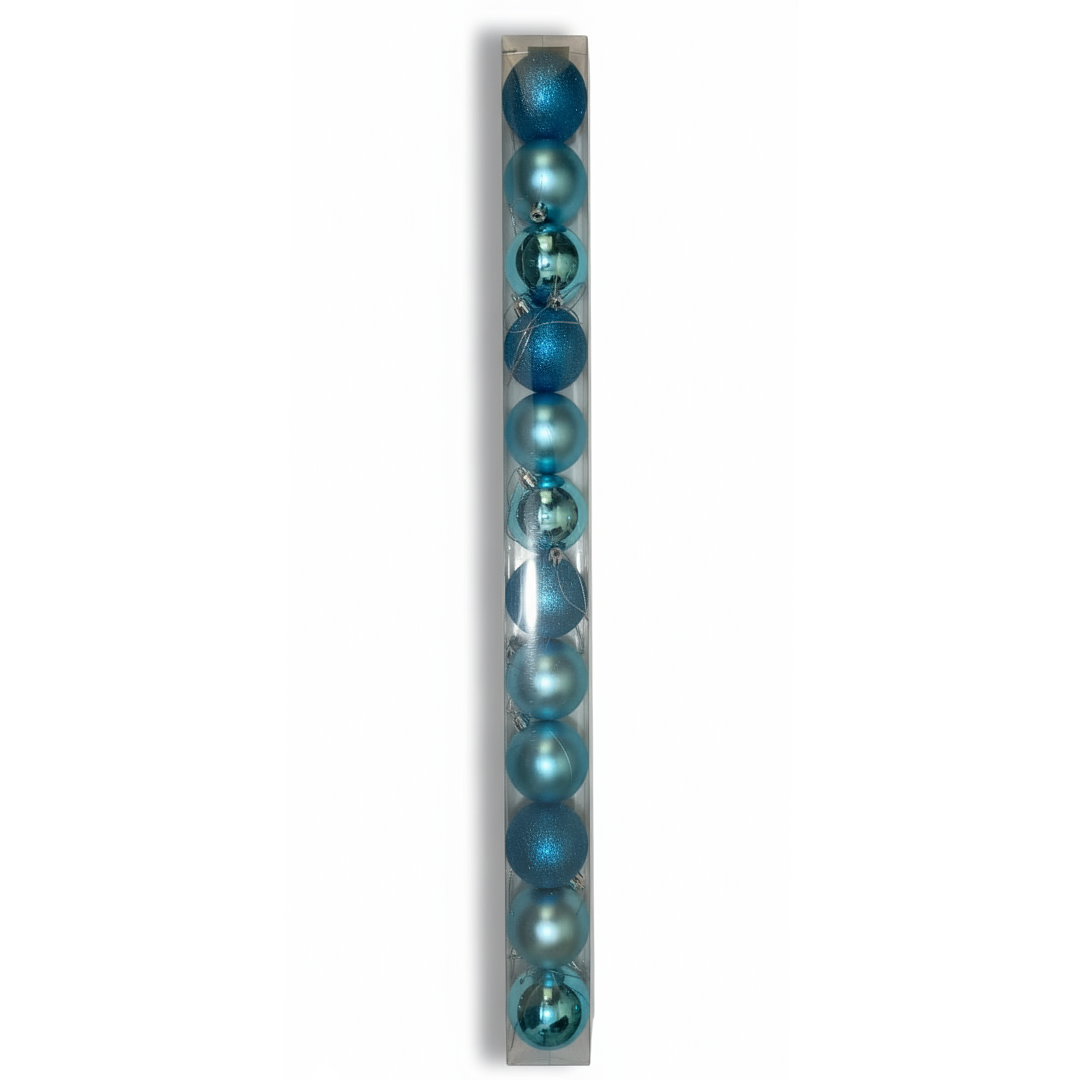 Blue Christmas Ornament Set – 12-Piece Shatterproof Baubles