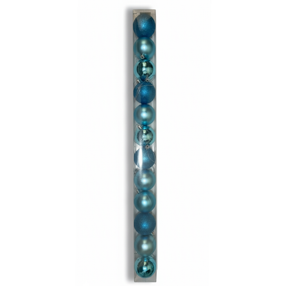 Blue Christmas Ornament Set – 12-Piece Shatterproof Baubles