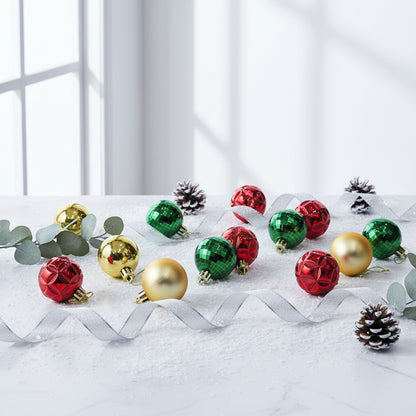 Premium Christmas Ornament Ball Set - 36 Balls Multi-Color Collection (Gold, Red & Green)