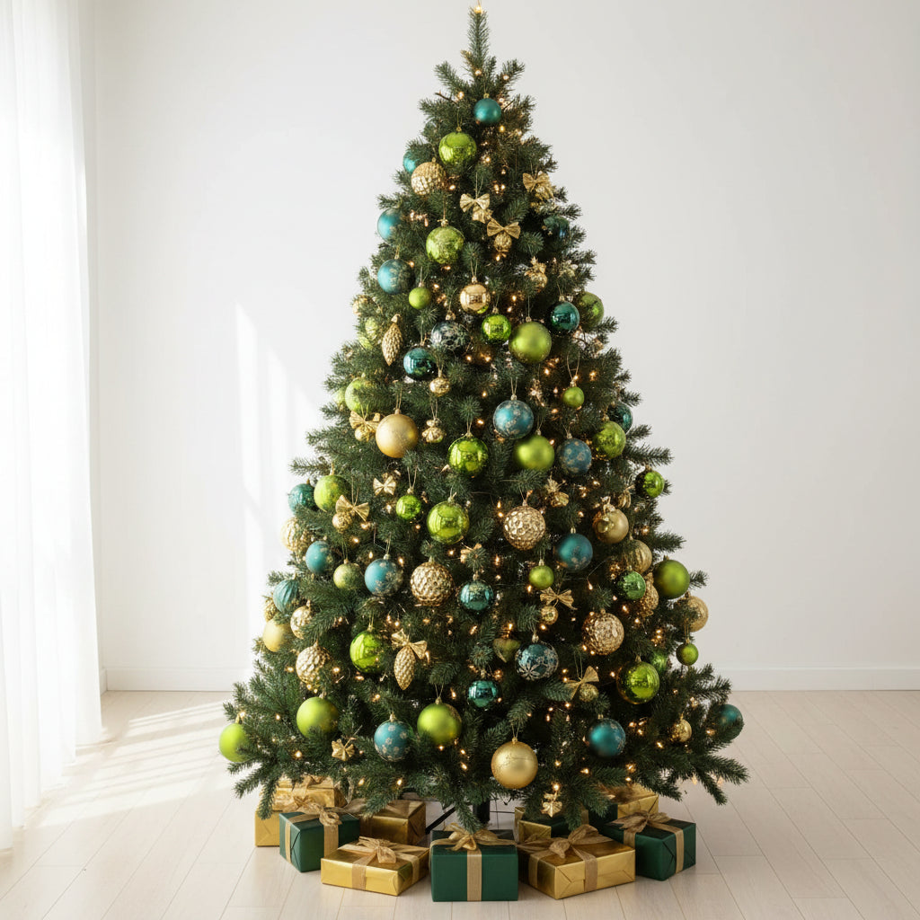 Elegant Teal, Green & Gold Christmas Ornament Set - Premium Shatterproof Holiday Decorations