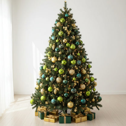 Elegant Teal, Green & Gold Christmas Ornament Set - Premium Shatterproof Holiday Decorations