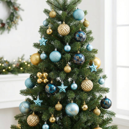 Luxe Teal & Gold Christmas Ornament Collection