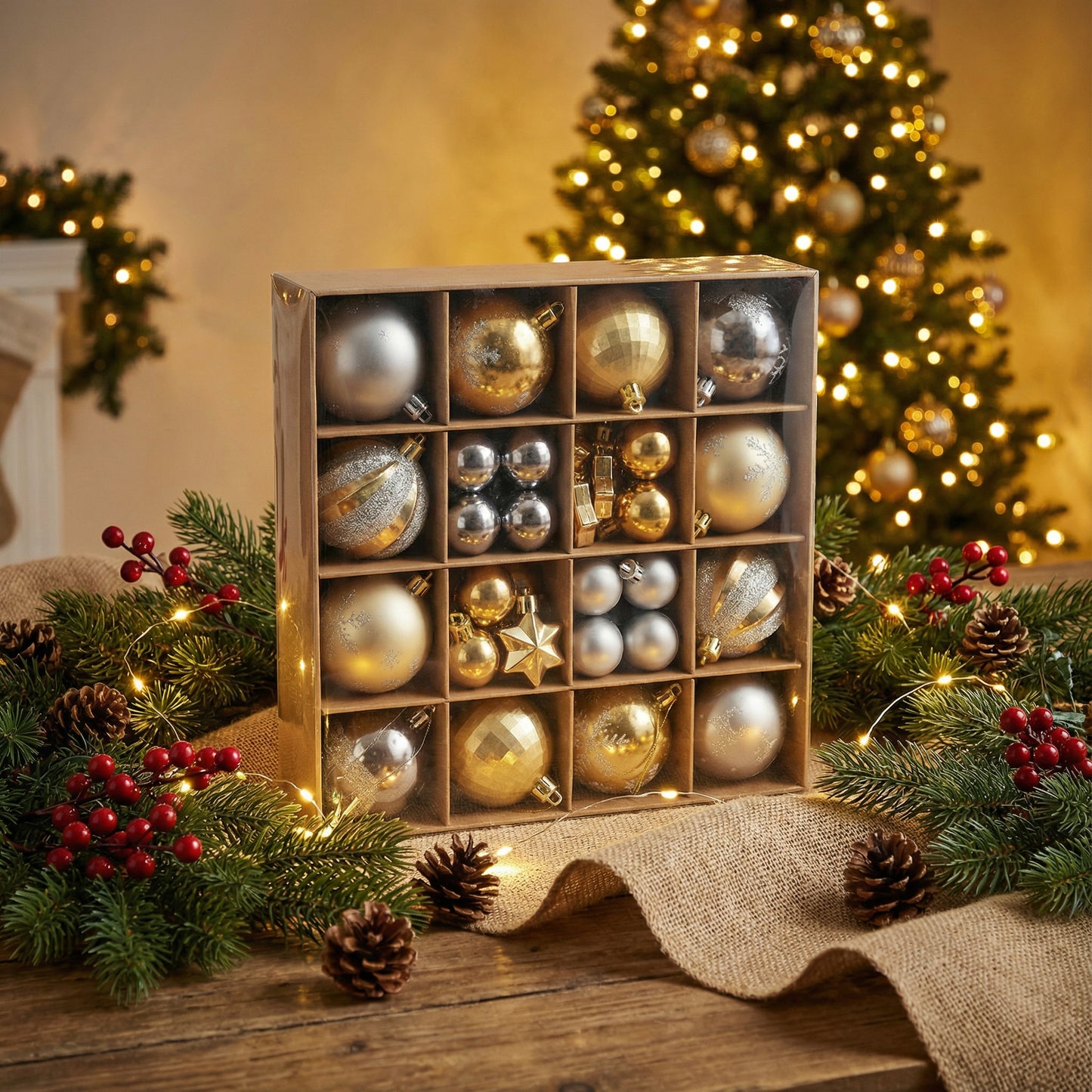 Elegant Gold & Silver Christmas Ornament Collection