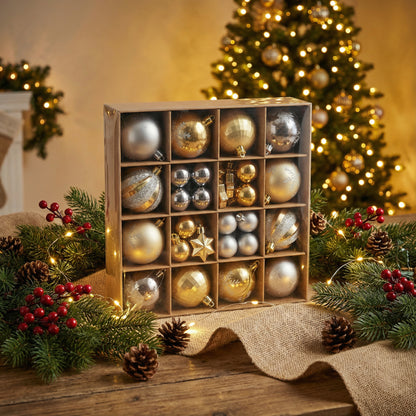 Elegant Gold & Silver Christmas Ornament Collection