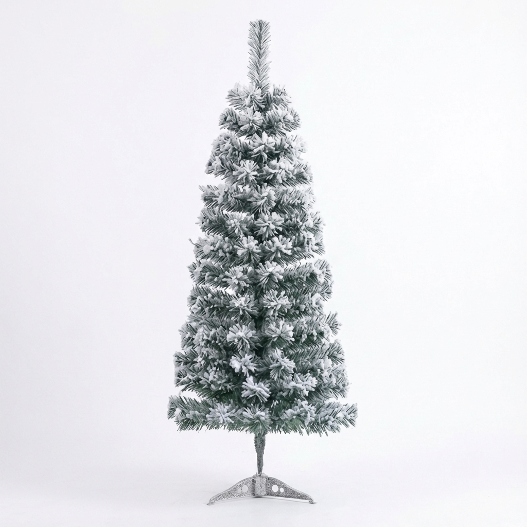 4 Ft Green Artificial Christmas Tree, Snow Flocked Xmas Tree - 1