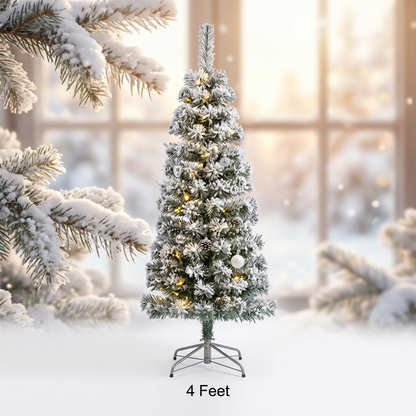 4 Ft Green Artificial Christmas Tree, Snow Flocked Xmas Tree - 3