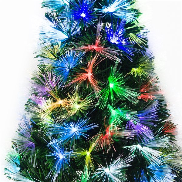 4 FT Pre-Lit Leg Base Pine Full Green Artificial Christmas Tree with Multicoloured Warm White LED Lights - 5